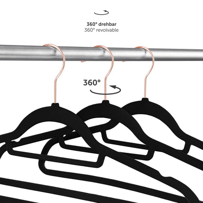 Blumtal Velvet Clothes Hangers 30 Pack – Non-Slip, Space-Saving, Heavy-Duty Hangers with 360° Swivel Hook – Rosegold/Black