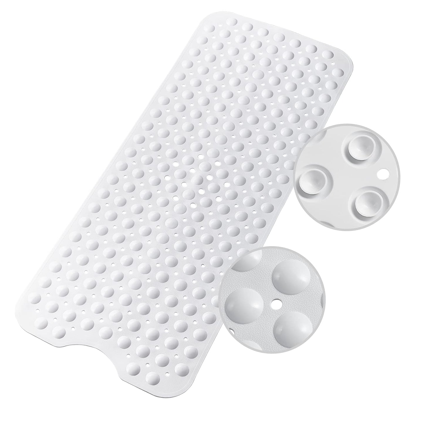 WELTRXE Bath Mats Non Slip Extra Long Bathtub Mat Anti Slip Shower Mat, Anti-Mould PVC Bathroom Mat with 200 Suction Cups, White, 100 x 40 cm
