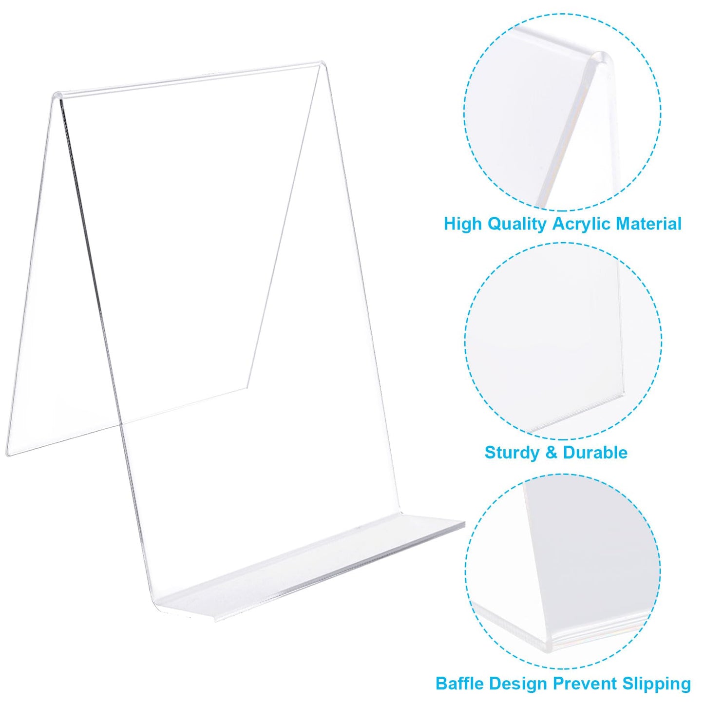 CYEER 16 PCS Book Stand 7.5 x 9 x 10.5 cm, Acrylic Display Stand Book Holder, Clear Display Stand Book Stands for display Books, Picture Albums, Menu