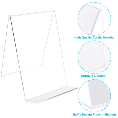 CYEER 16 PCS Book Stand 7.5 x 9 x 10.5 cm, Acrylic Display Stand Book Holder, Clear Display Stand Book Stands for display Books, Picture Albums, Menu