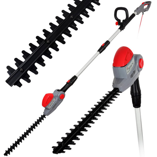 NETTA Pole Hedge Trimmer Long Reach Telescope - 550W Power, 2.7m Extendable Reach, 135? Adjustable Head, 2-Way Safety Switch, Shoulder Strap and 10m