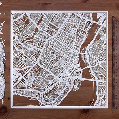 O3 DESIGN STUDIO Montreal Paper Cut Map White 12×12 inches Paper Art
