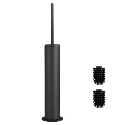 BVL Toilet Brush, Grey, Metal Toilet Brush Including 2 Brush Heads, Slim Design Toilet Brush Round for the Bathroom