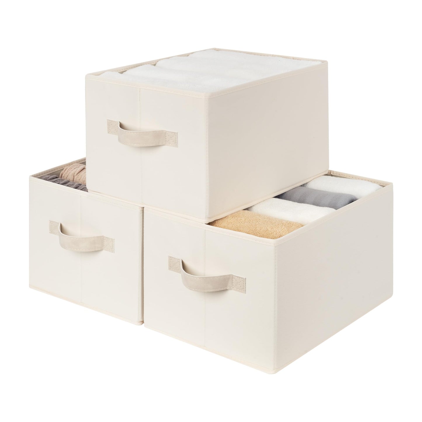 StorageWorks Storage Baskets for Shelves, Wardrobe Storage Boxes with Handles, Cupboard Storage Boxes for Clothes