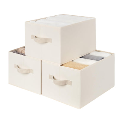 StorageWorks Storage Baskets for Shelves, Wardrobe Storage Boxes with Handles, Cupboard Storage Boxes for Clothes
