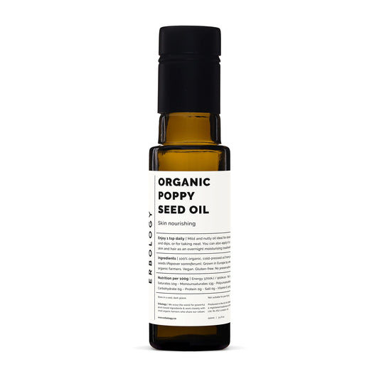 Erbology Organic Poppy Seed Oil 100ml - Cold-Pressed - Calming and Nourishing the Skin - Antioxidant - High in Vitamin E - Straight from Farm -