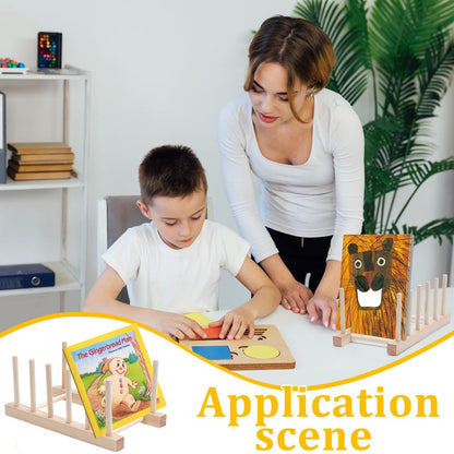UNICRAFTALE 2 Sets Wooden Bookshelf 5-Tier Toddler Book Display Shelves Mini Natural Wood Color Book Display Stand Holder for Magazines Rooms Nursery