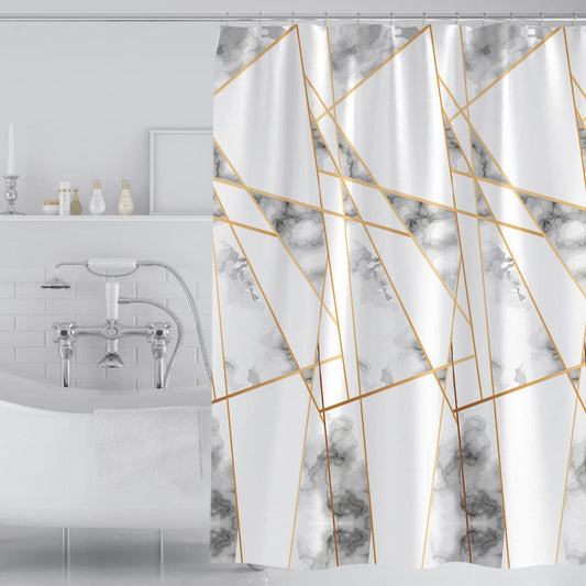 Tennove Shower Curtain 200x200cm Modern Geometric Bathroom Curtain Waterproof Thick Polyester Fabric Long Shower Curtain Washable Bathtub Curtain with