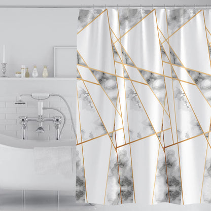 Tennove Shower Curtain 180x200cm Modern Geometric Bathroom Curtain Waterproof Thick Polyester Fabric Shower Curtain Washable Bathtub Curtain with