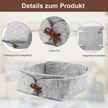 KOMUNJ Pack of 4 Foldable Small Storage Baskets, Felt Basket Storage Boxes, Foldable Felt Storage Baskets, for Remote Control, Keys, Snacks