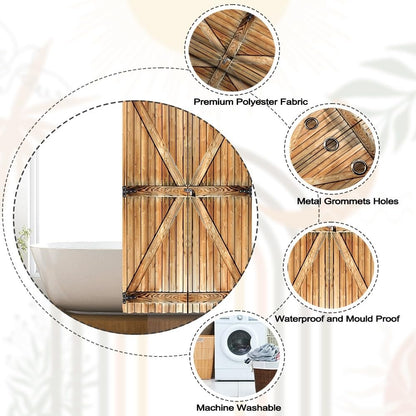 Xiaoterna Rustic Shower Curtain Retro Brown Wooden Door Waterproof Bathroom Curtain Western Country Harvest Farm Barn Machine Washable Mildew