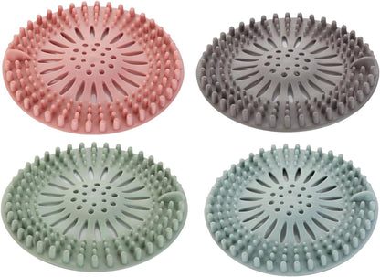Set of 4 Silicone Hair Catchers for Shower Drains, Sink Strainers & Protectors – Durable