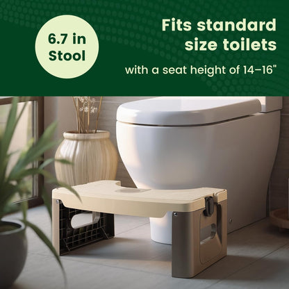 GedFong 17cm Folding Toilet Stool, Non-Slip Bathroom Footrest, Space-Saving Foldable Toilet Stool with Aroma Compartment, PP Material, Coffee Brown