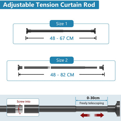 WELDUN Extendable Shower Curtain Tension Rod 48-82CM No Drill Rod