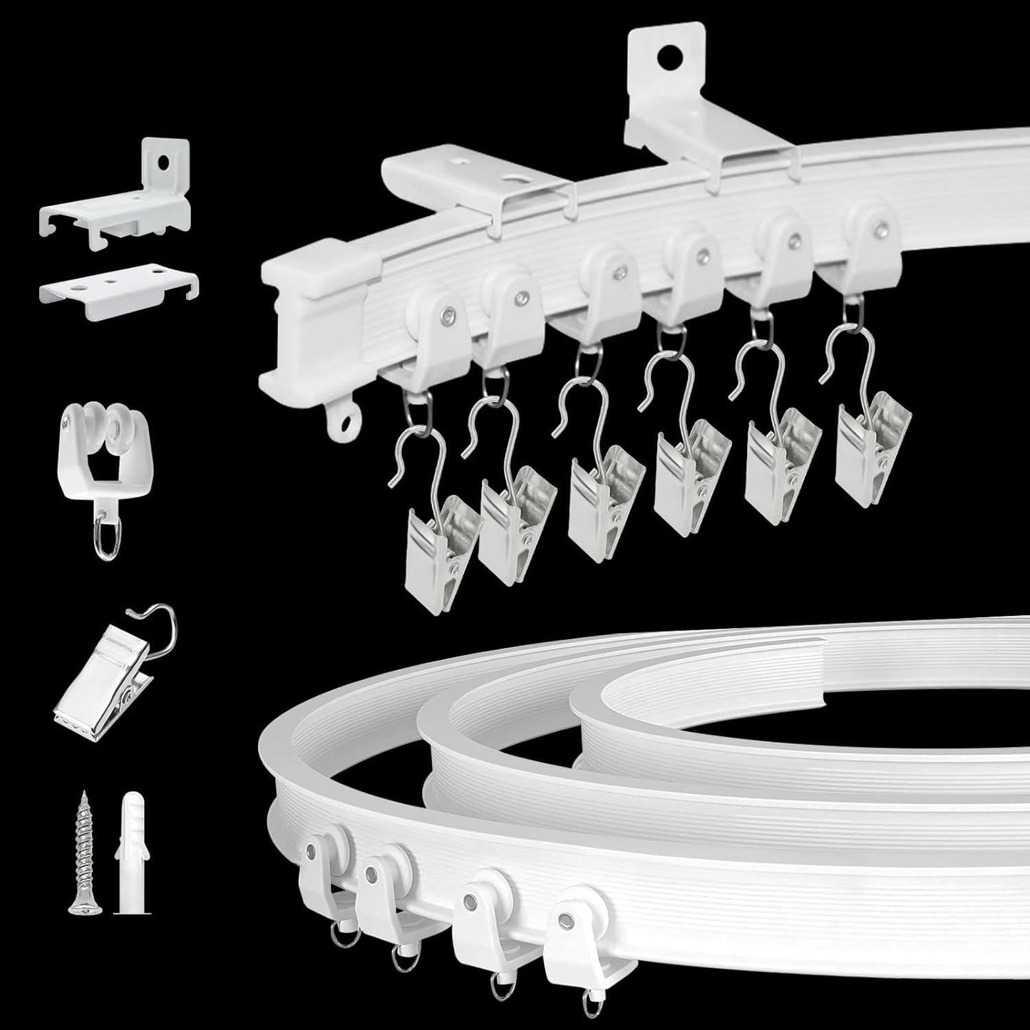 Flexible Bendable Curtain Track Ceiling Wall Mount 12 Ft Ceiling Track for Curtains Room Divider Curved Slide Curtain Rail Heavy Duty Ceiling Curtain