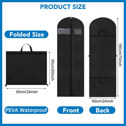 Dntorx 2PCS Long Dress Bags Covers PEVA Wedding Dress Bags 71in, Black