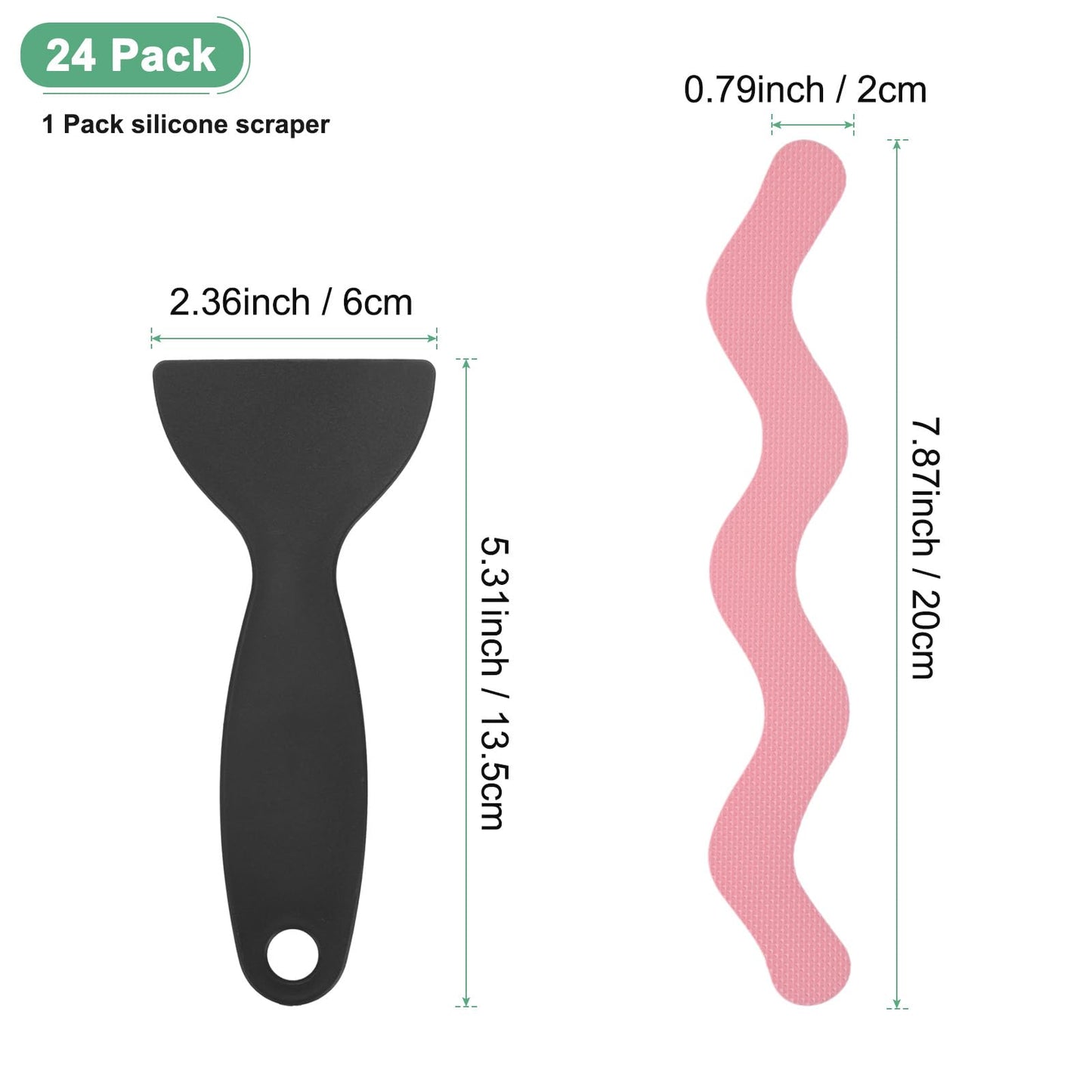 M METERXITY 24 PCS Anti Slip Shower Stickers Pink S Bathtub Non-Slip Stickers Safety Bathtub Strips Adhesive Decals with Scraper for