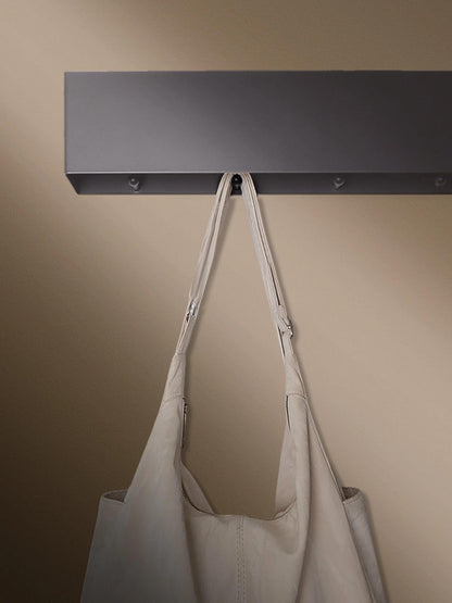 WJUAN Wall Mounted Coat Rack with Shelf, 5-Hook Coat Hook Rail, Space Saving Jacket & Scarf Holder for Hallway, Bedroom, Matte Black