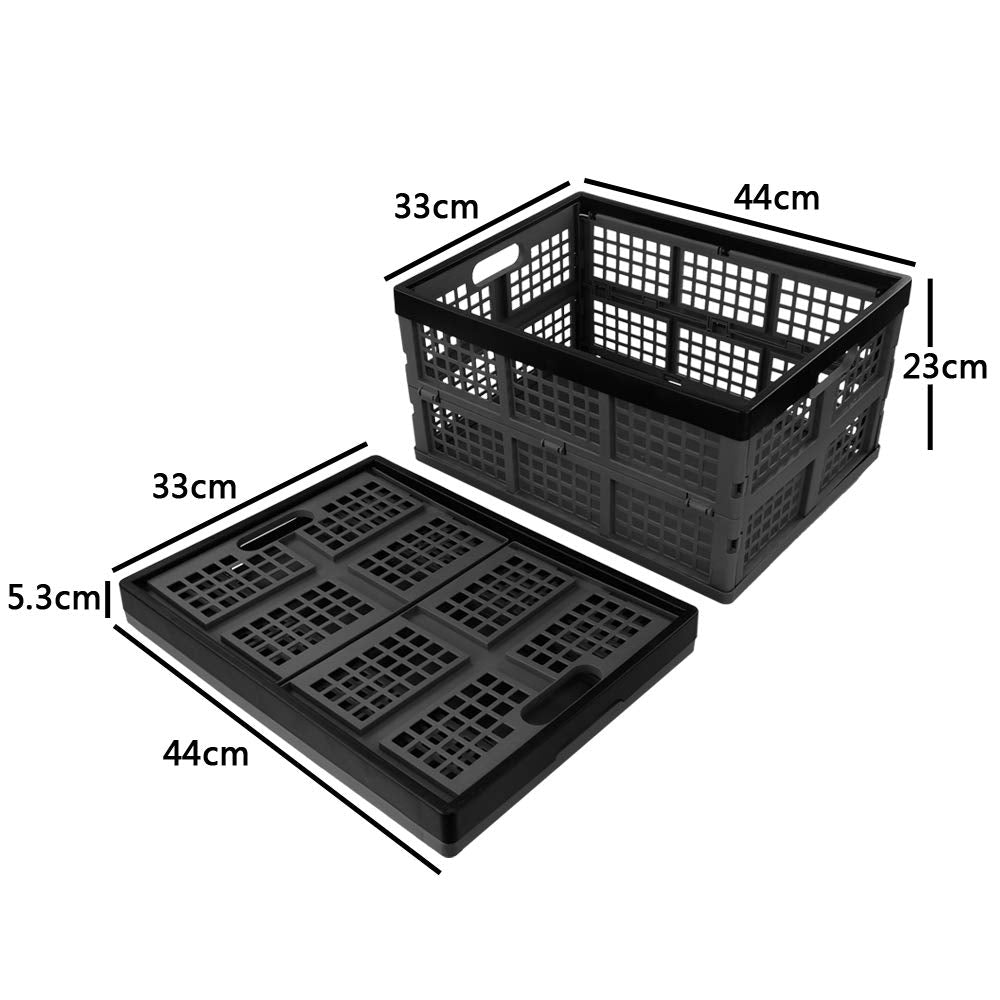 Bringer 30 L Plastic Collapsible Storage Bin, Set of 3 Folding Storage Crate Basket