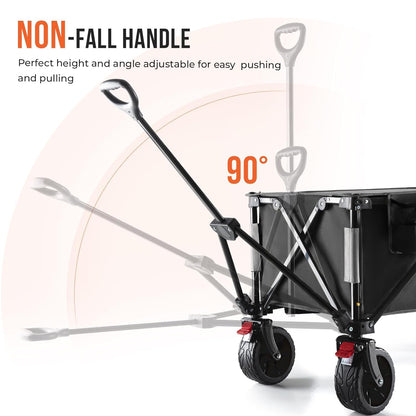 Overmont Festival Camping Trolley on Wheels - Heavy Duty Folding Beach Wagon Cart with Extra Wide Wheels, 330lbs Capacity, Adjustable Handle, Portable