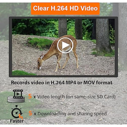 GardePro A3S Wildlife Camera, 64MP 1296p, Trail Camera with H.264 Video, Next-Gen Imaging Technology, 100ft No Glow Night Vision, 0.1s Trigger Speed Motion Activated, Camera Traps for Garden