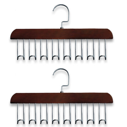 Wooden Belt Hanger 2 Pack, Non Slip Bra Hangers(Brown)