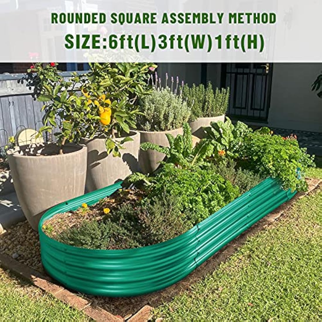 Land Guard Green Raised Bed, 6×3 ft Elevated Planter Box, Raised Beds for Gardening Vegetables（Green）…