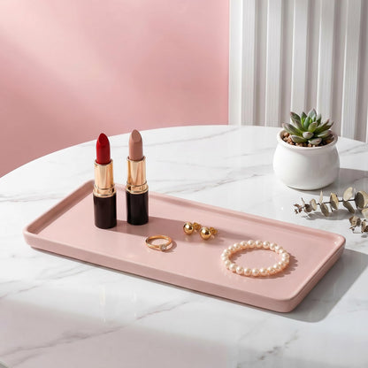 Ceramic Vanity Tray,20.5x9.5x1.2cm Cosmetics Tray,Rectangular Decorative Trinket Dish for coffee, perfume