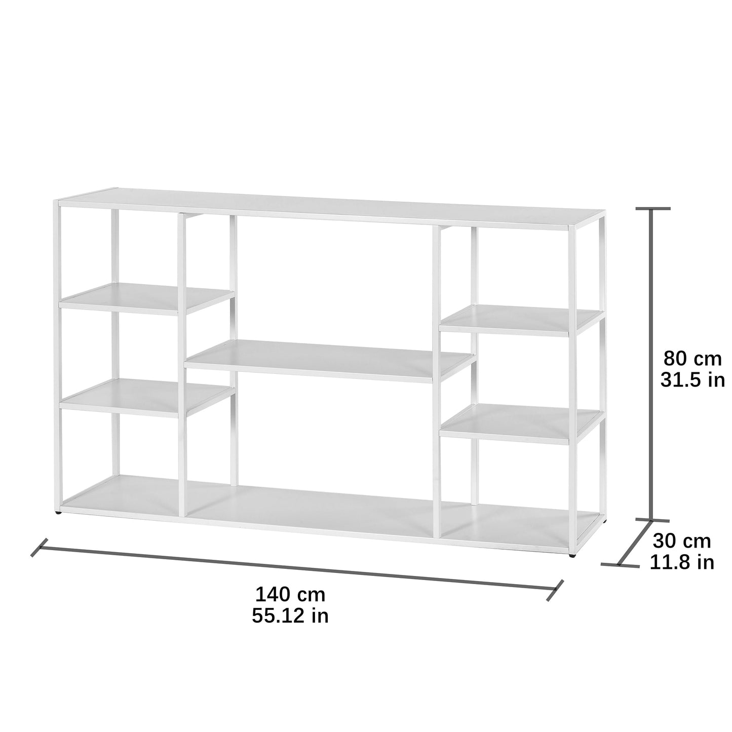 HDANI 140cm Long Sofa Console Table,Narrow Modern Entryway Table Behind Couch with Storage Shelves,4 tier Shelf Bookshelf for Living