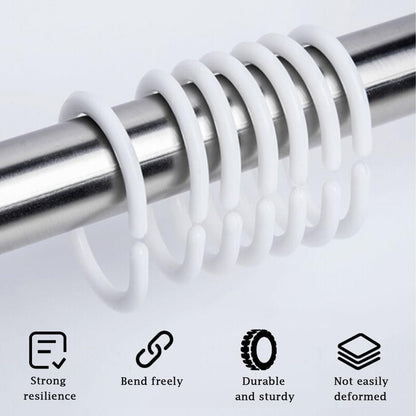 Plastic Shower Curtain Rings – Rust-Proof C-Shape Bathroom Hooks