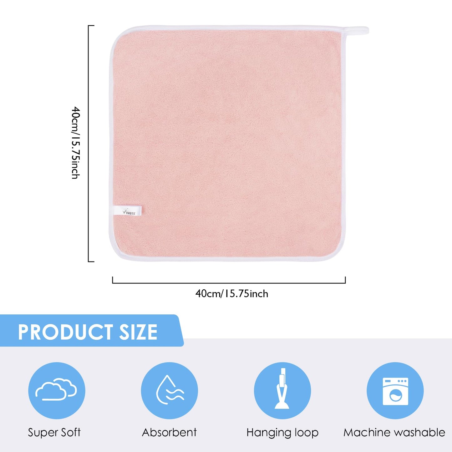VIVOTE Microfiber Hand Towel for Bathroom, Hand Towels with Hanging Loop
