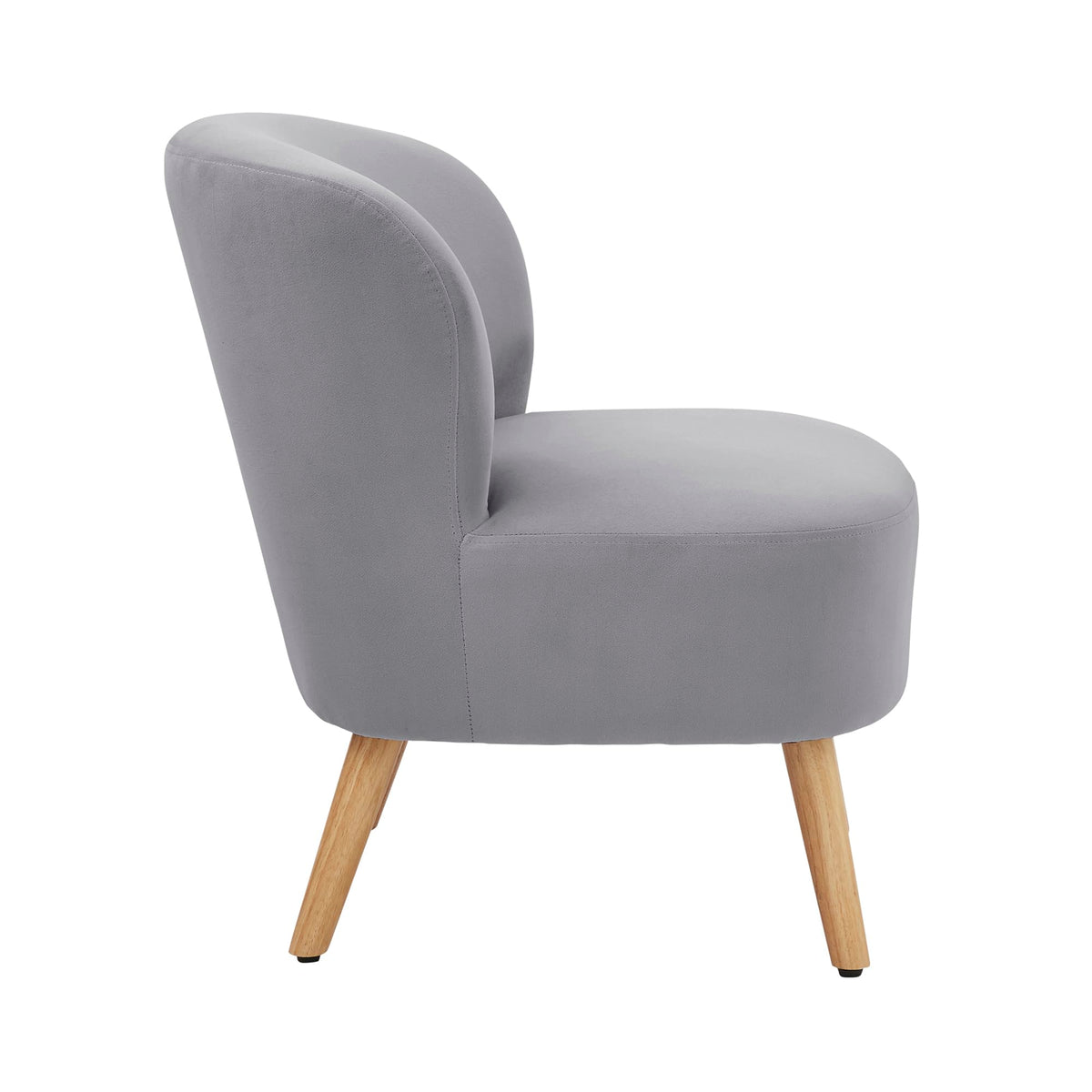 GFW Evie Velvet Accent Chair, Upholstered Occasional Chair with Curved Back & Wooden Legs