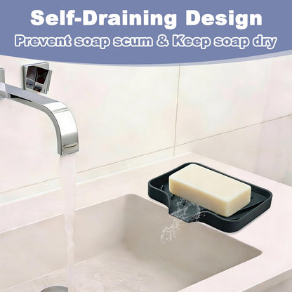 WENXINWIN 2Pcs Silicone Soap Dish, Soap Dish with Drainage,White