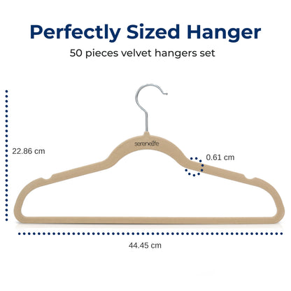 50 Pieces Velvet Hangers - Space Saving Heavy Duty Slim Suit Clothes Hanger Set with 360 Degree Swivel Metal Hook, Can Hold Up to 10 Lbs. For Coats