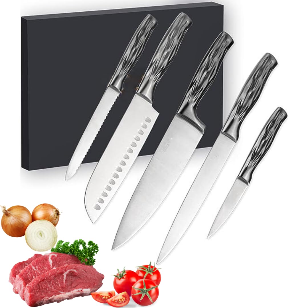 ANUE Kitchen Knife Set, 4 Piece, Grey, Asian-inspired, Knife Set
