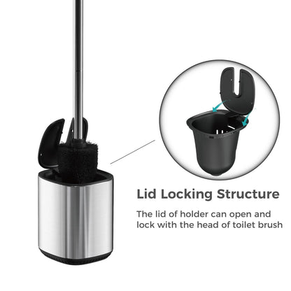 Sleek Toilet Brush Holder Set Toilet Bowl Brush Stainless Steel Automatic Open lid Toilet Bowl Cleaner Brush with Durable Bristle Head Toilet