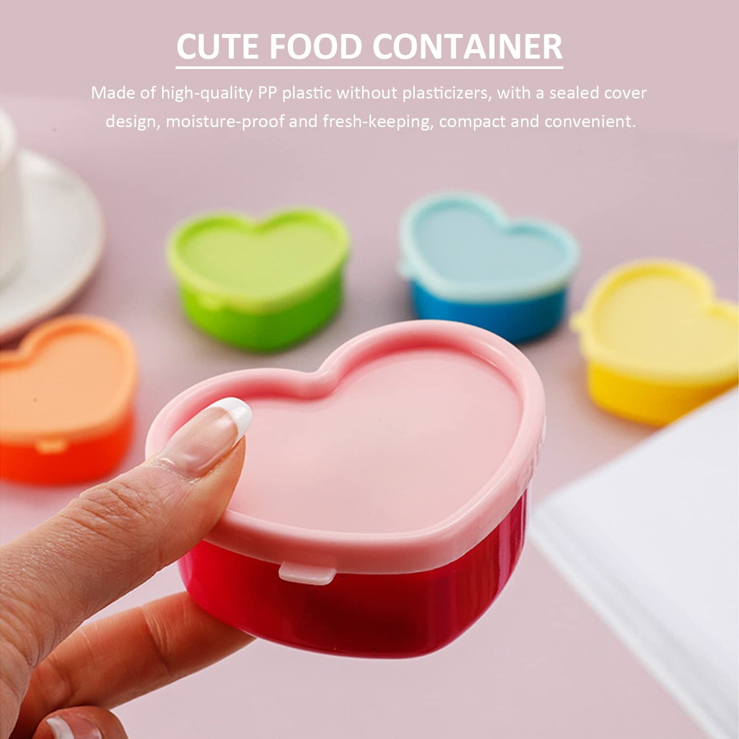 MUEEAD 5 Heart Shaped Snack & Spice Storage Box - Mini, Small & Freezer Boxes