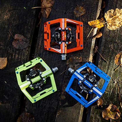 Funn Mamba Mountain Bike Clipless Pedals, Double Sided Clip Wide Platform MTB Pedals, Compatible with SPD Cleats, 9/16-Inch CrMo Axle Bicycle Pedals for MTB/BMX/Gravel Cycling