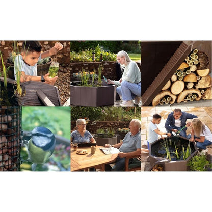 Blagdon Liberty No Dig Nature Pool, Raised Pond for Garden or Patio, Click Fit Easy Construction, with Floating Solar Fountain Pump, Bird Landing Platform, Wildlife Access Ladder and Planting Pocket