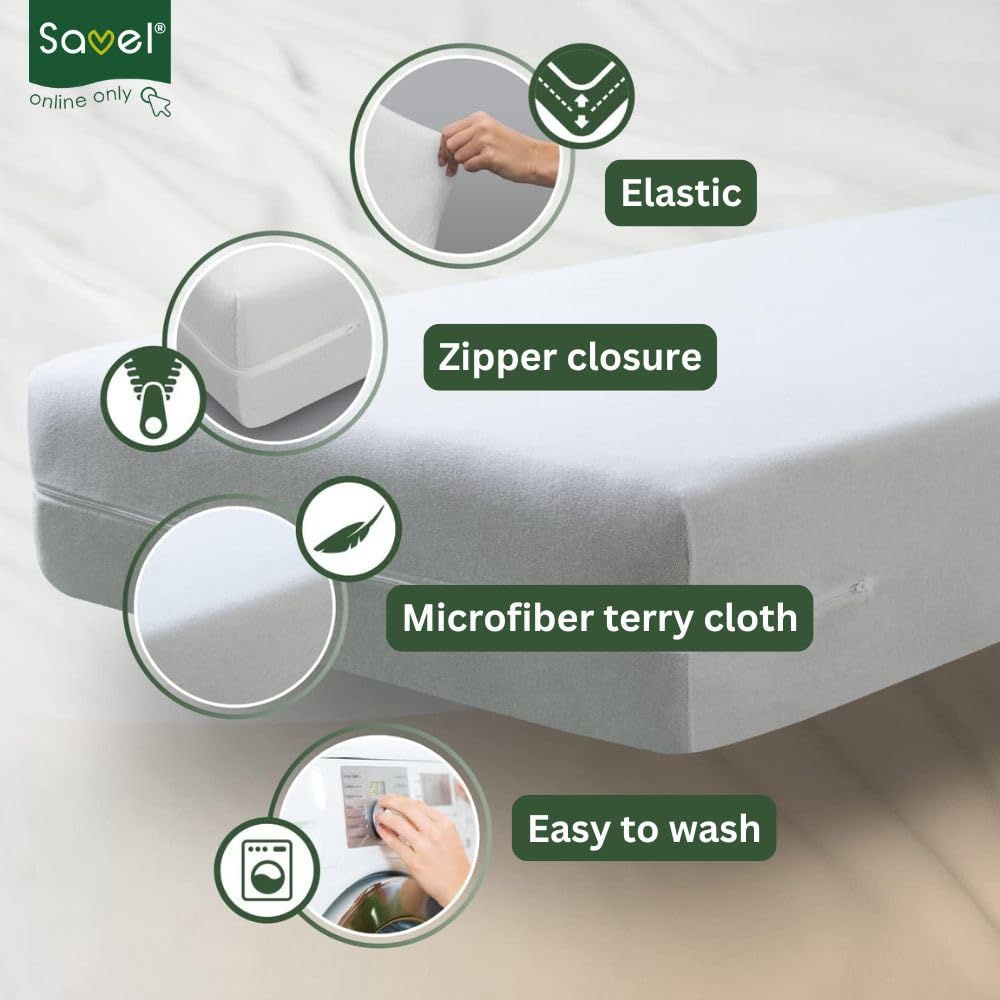 SAVEL Mattress Encasement 70x140cm Cot Bed Size Silk Touch Zipped