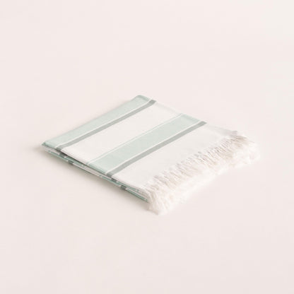 GAMUSI Rectangular Beach Towel – Bath Fouta – Embossed Fabric – Dyed Thread with Fringes – Green.