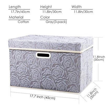 Prandom Storage Boxes with Lids Large.Rose Pattern Fabric Decorative Storage Box, Really Useful Box,Clothing Storage,Cubes
