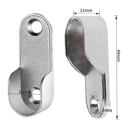 6-Piece Zinc Alloy Oval Wardrobe Hanging Rails Fittings - Easy Installation or Removal for Shower Curtain Closet (Silver)