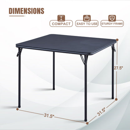 TAO ONE Square Folding Table 32x32 Small Card Table Foldable - Black