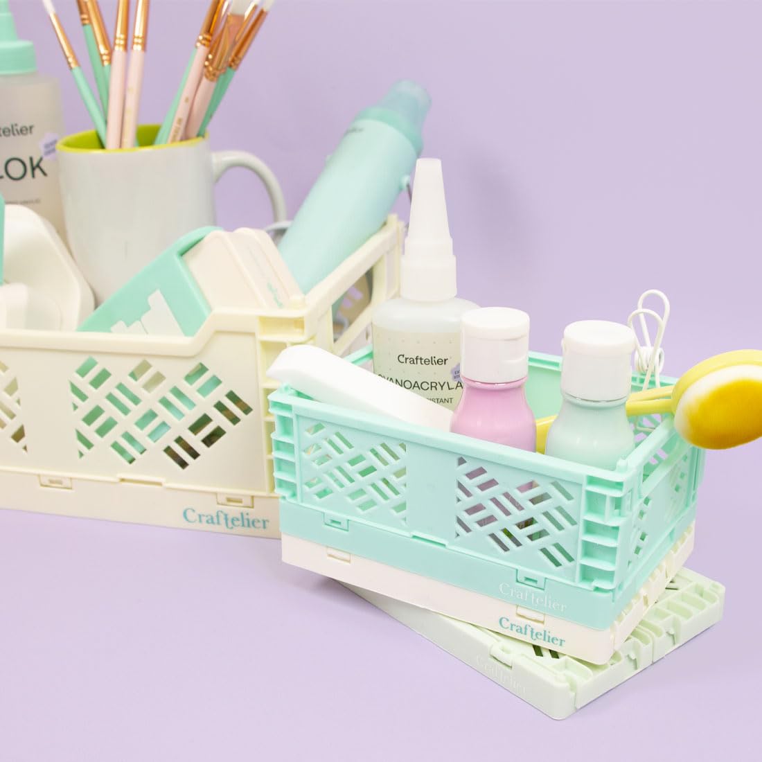 Craftelier - Box for Organisation and Storage of Scrapbooking and Craft Materials | Foldable and Stackable Design | Large Size