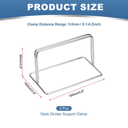 PATIKIL Baffle Desk Divider Clamp, 2 Pcs Punch-Free Base Desk Shield Clamp Desk Divider Partition Clamp Privacy Panel Bracket Holder for DEST