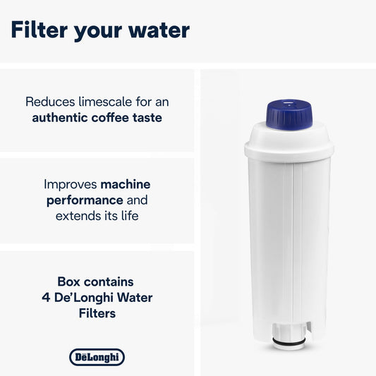 De'Longhi Water Filter DLSC321 - Softener and Purifier for Coffee Makers, Active Carbon Filter for Machines, Maintenance Accessory, 8 Months Duration,