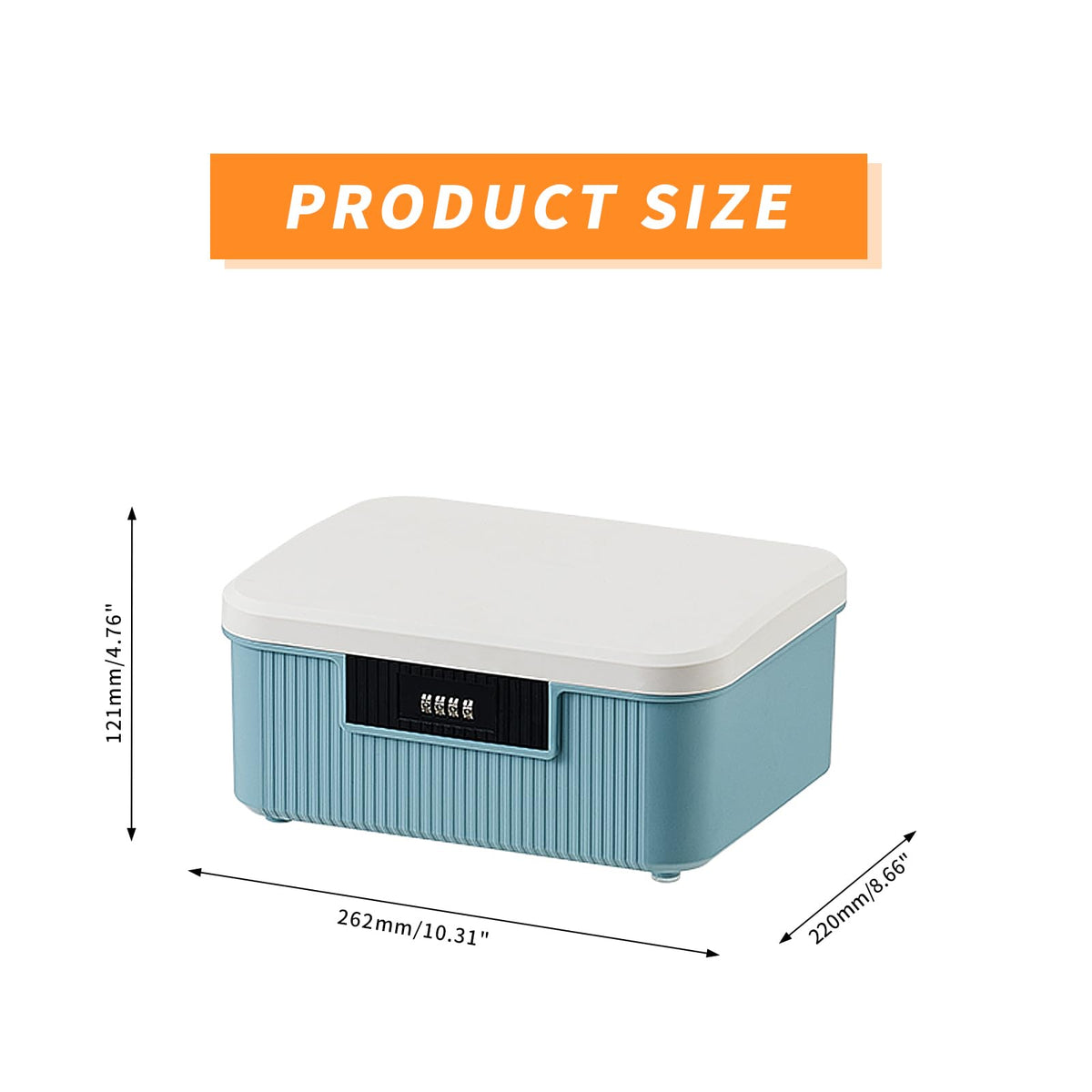 ANMOO 9L Lockable Storage Box with Combination Lock, Double Layer, Blue