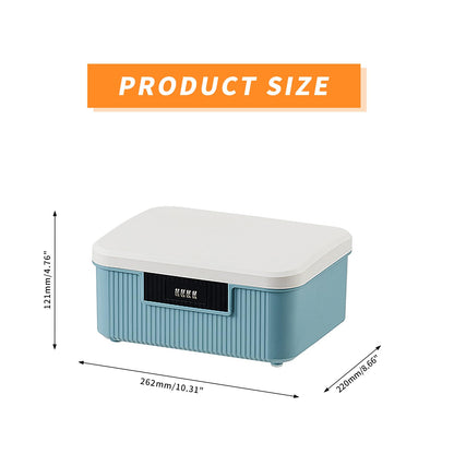 ANMOO 9L Lockable Storage Box with Combination Lock, Double Layer, Blue