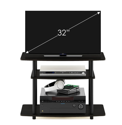 Furinno No Tools 3-Tier Entertainment Center Stand, TV Stands, TV Unit, TV Shelf, Espresso/Black